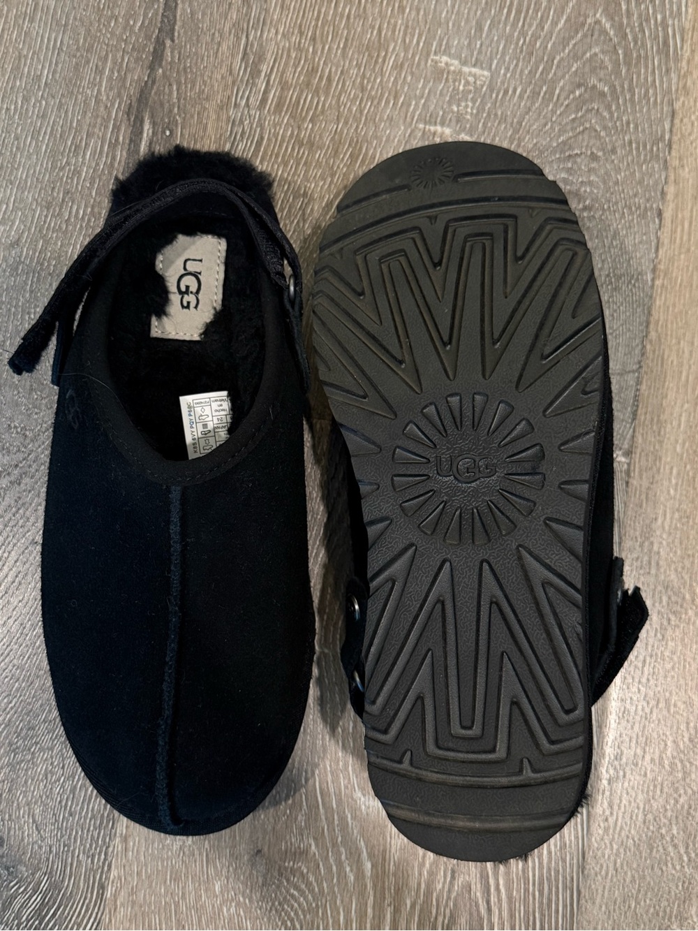 UGG Black Suede Backstrap Slip-On Clog - Picture 2 of 4